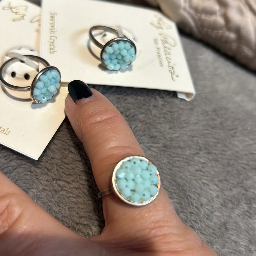 Minty Alabaster Swarovski Crystal Rock Candy Ring-Boutique